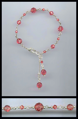 Silver Padparadscha Crystal Anklet