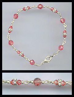 Delicate Padparadscha Crystal Anklet