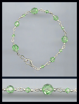 Hand-Linked Silver Peridot Crystal Bracelet