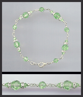 Peridot Green Crystal Rondelle Bracelet