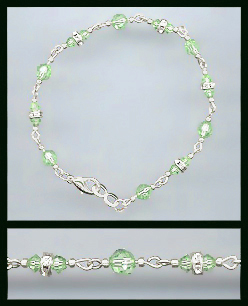 Delicate Swarovski Peridot Green Crystal Bracelet