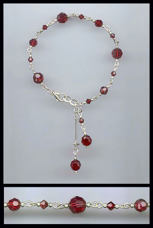 Silver Ruby Red Swarovski Crystal Bracelet