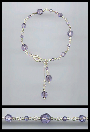 Silver Tanzanite Purple Swarovski Crystal Bracelet