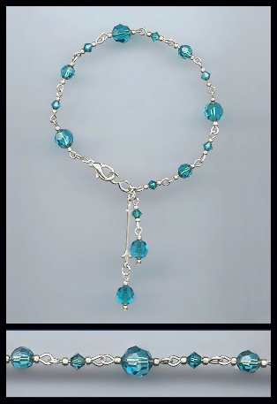 Silver Teal Blue Crystal Bracelet