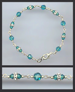 Delicate Teal Blue Crystal Bracelet