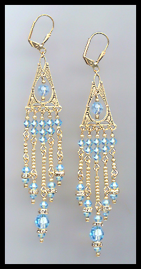 Aquamarine Crystal Chandelier Earrings