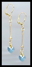 Swarovski Aquamarine Crystal Heart Drop Earrings