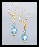 Tiny Gold Aquamarine Crystal Earrings