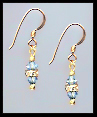 Mini Gold Aquamarine Crystal Rondelle Earrings