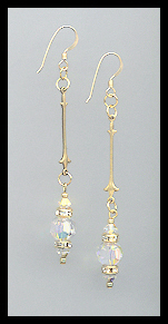Gold Aurora Borealis Crystal Rondelle Earrings