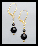 Tiny Gold Jet Black Crystal Earrings