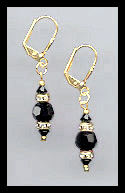 Gold Jet Black Swarovski Rondelle Earrings