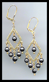 Black Crystal Pearl Earrings