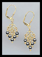 Tiny Black Crystal Pearl Earrings