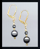 Tiny Gold Black Pearl Earrings