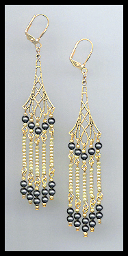 Swarovski Black Crystal Pearl Earrings