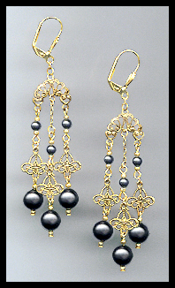 Swarovski Black Pearl Chandelier Earrings