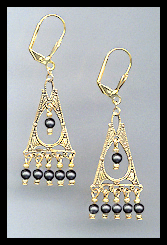 Deco Style Black Crystal Pearl Earrings