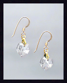 Tiny Gold Clear Crystal Heart Earrings