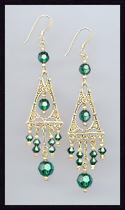 Emerald Green Deco Earrings