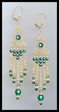 Emerald Green Crystal Chandelier Earrings