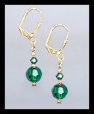 Tiny Gold Emerald Green Crystal Earrings