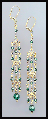 4" Emerald Green Chandelier Earrings