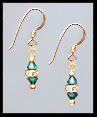 Mini Gold Emerald Green Crystal Rondelle Earrings