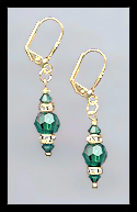 Gold Emerald Green Swarovski Rondelle Earrings