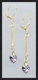 Simple Aurora Purple Crystal Heart Earrings
