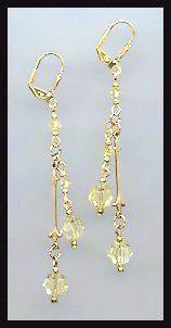Gold Jonquil Yellow Crystal Drop Earrings