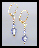 Tiny Gold Light Blue Crystal Earrings