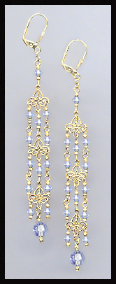 4" Light Blue Crystal Chandelier Earrings Earrings