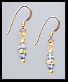 Mini Gold Light Blue Crystal Rondelle Earrings