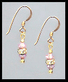 Mini Gold Light Pink Crystal Rondelle Earrings