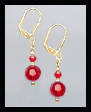 Tiny Gold Cherry Red Crystal Earrings