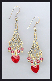 Cherry Red Heart Earrings