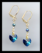 Midnight Blue Heart Drop Earrings