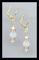 Gold Opal White Swarovski Rondelle Earrings
