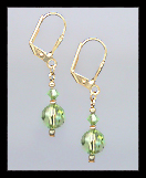 Tiny Gold Peridot Green Crystal Earrings