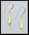 Mini Gold Peridot Green Crystal Rondelle Earrings