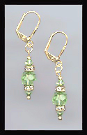Gold Peridot Green Swarovski Rondelle Earrings