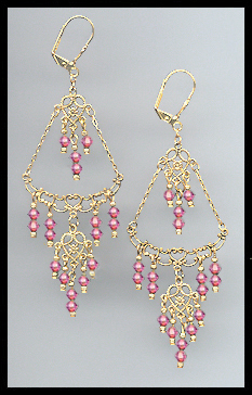 Rose Pink Chandelier Earrings