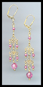 Rose Pink Crystal Earrings