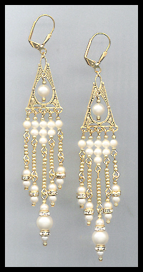 Long Swarovski Crystal Pearl Earrings
