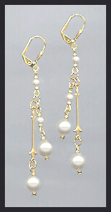 Gold Cream Pearl Drop Earrings