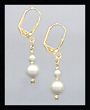 Tiny Gold Cream Pearl Earrings