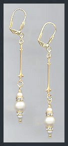 Gold Cream Pearl Rondelle Earrings