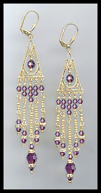 Amethyst Purple Crystal Chandelier Earrings