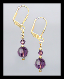 Tiny Gold Amethyst Purple Crystal Earrings